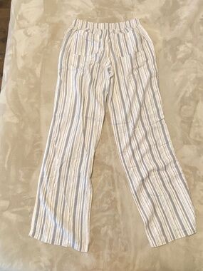 SO Striped Wide-Leg Lounge Pants - White & Light Blue